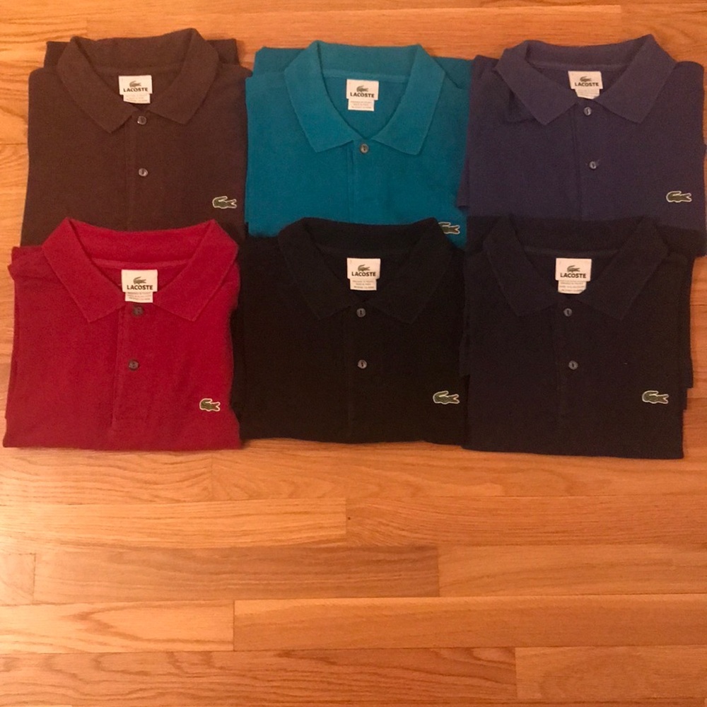 Lacoste Men’s Short Sleeve Polo Shirts Large (bundle of 6) Different Colors